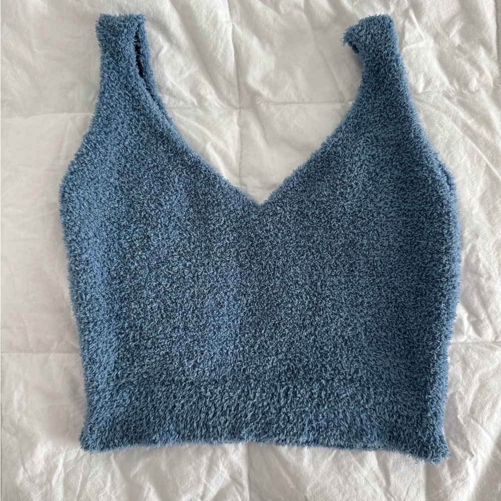 Blue Fuzzy Knit Women's Top